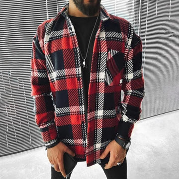 Wiaofellas Men Spring Fashion Casual Turn-Down Collar Button Jackets Men's Vintage Plaid Print Tops Coats Male Loose Streetwear Jacket